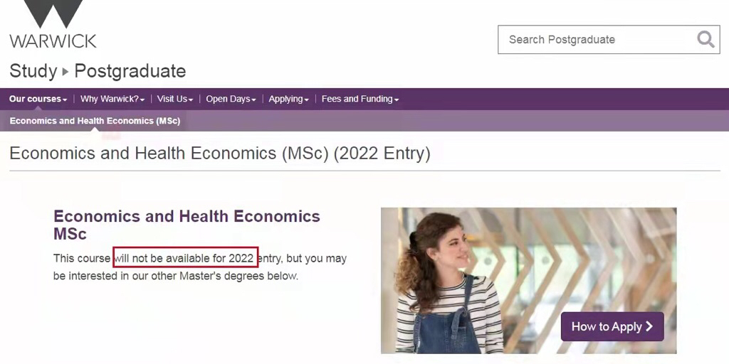 🇬🇧申请季|英国院校资讯更新
1.【布里斯托大学】截止申请专业
因申请量过大,布里斯托大学2022年9月入学的MSc Data Science课程即将于2021年11月23日截止所有申请
2.【华威大学多个专业被“鸽”】
【1】华威经济学院
Economics and Health Economics (MSc) 经济学与健康经济学专业
通知2022年将不会招收学生
【2】22申请季开放的
Urban Analytics and Visualisation (MSc) 专业突然宣布关闭,在系统中无法递交申请。
【3】22年关闭专业
除了上述22年突然鸽掉的两个专业,华威大学去年开放、在本申请季关闭的还有以下专业:
🔘 Business with Accounting and Finance (MSc)
🔘 Sustainable Energy Technologies (MSc)
🔘 Tunnelling and Underground Space (MSc)